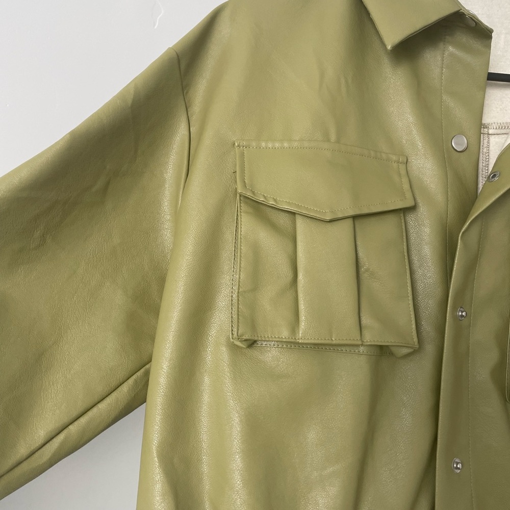 Green Faux Leather Jacket - Picture 2 of 3